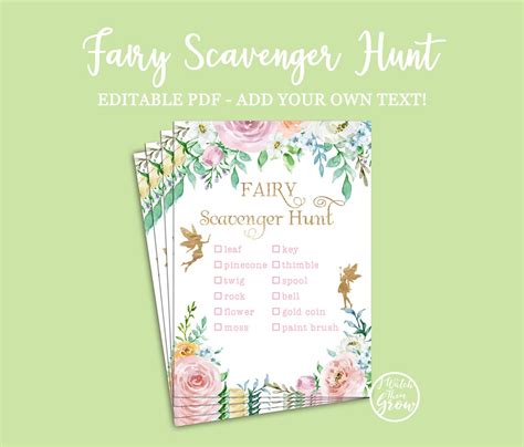 Fairy Scavenger Hunt Free Printables